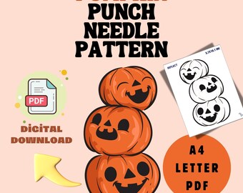 Pumpkin Punch Needle Pattern: Halloween Mug Rug Coaster (Digital Download)