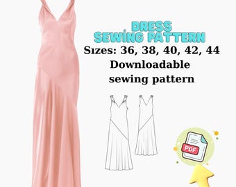 Elegant Long Dress Sewing Pattern: Women's PDF (Sizes 36-44)