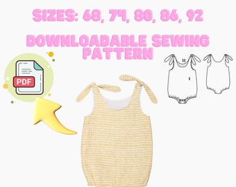 Baby Romper Sewing Pattern – PDF Download | Sizes 68–92 | Lined & Snapped - Beginner Friendly
