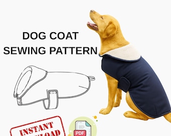 Modello di cucito per cappotto per cani: giacca fai da te per animali domestici (download PDF, taglie dalla S alla L)