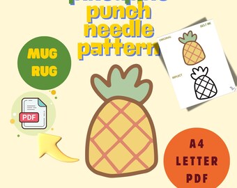 Pineapple Mug Rug: Punch Needle Pattern (Digital Download)