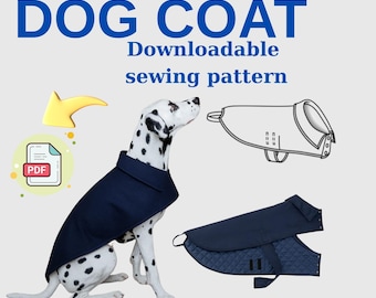 Patrón de costura en PDF para abrigo de perro: Chaqueta forrada con correas ajustables (Tallas S-L)