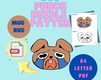Dog Mug Punch Needle Pattern - DIY Embroidery Digital Template