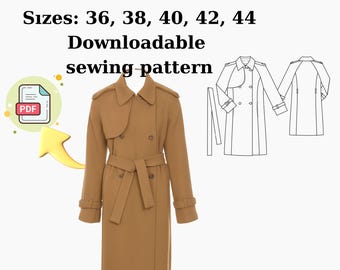 Trench Coat Sewing Pattern: Women's Classic Lined Coat (PDF)