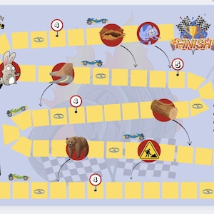 Druckbares Autorennen-Brettspiel – Würfelspiel für Kinder- & Familienspaß – 35 x 50 cm PDF