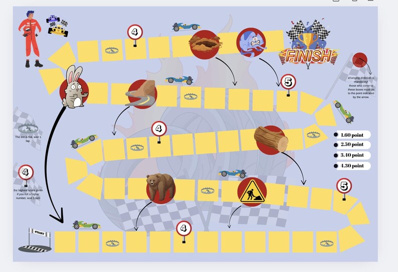 Printable Car Racing Board Game – Dice Roll Game for Kids & Family Fun ...