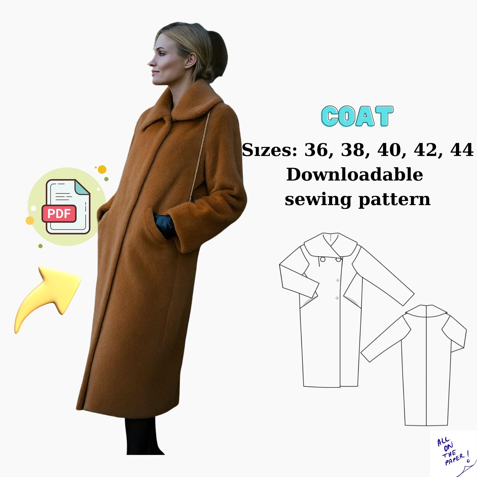 Long Lined Coat Sewing Pattern: Princess Seams & Hidden Pockets (PDF ...