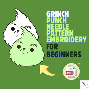Patrón de aguja perforadora de Santa y el Grinch (PDF) – Plantilla digital para tapete de taza navideño – Bordado navideño DIY