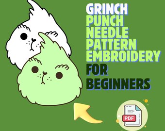 Santa & Grinch Punch Needle Pattern PDF – Christmas Mug Rug Digital Template – DIY Holiday Embroidery
