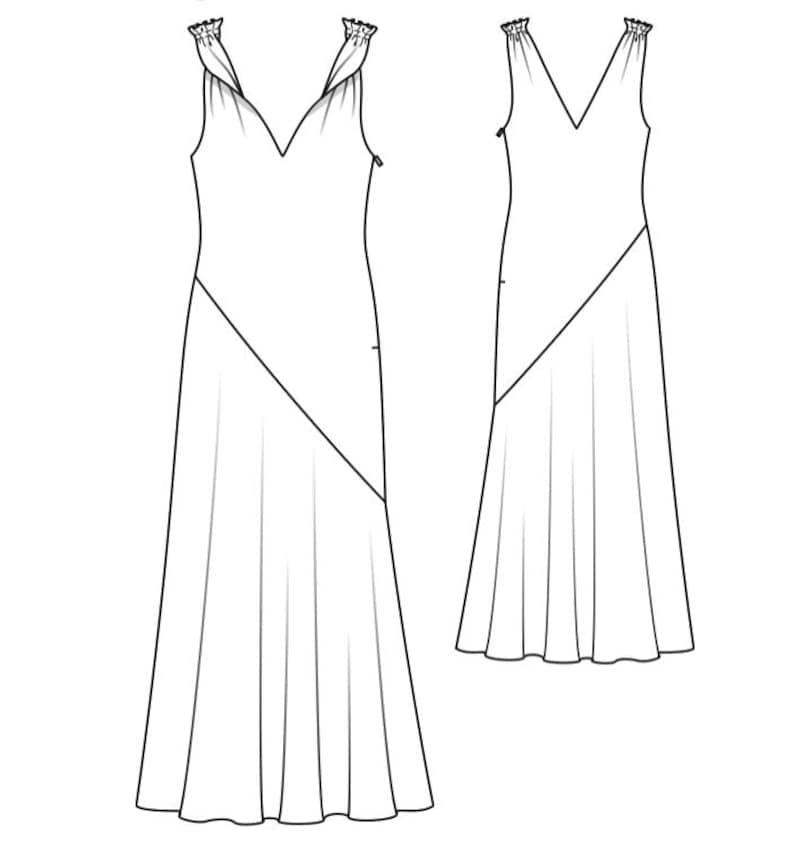 Elegant Long Dress Sewing Pattern Women's PDF (sizes 3644) Etsy