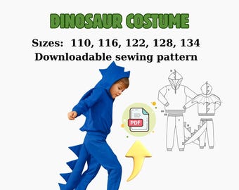 Dinosaur Costume Sewing Pattern: Kids Hoodie & Pants (PDF Download)