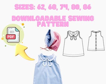 Baby Dress Sewing Pattern – PDF Download | Sizes 62–86 | Button Back | Lined | Vintage Inspired