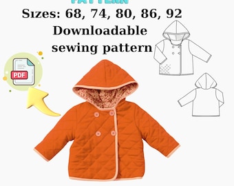 Baby Jacket Sewing Pattern PDF – Quilted Hoodie for Babies – Sizes 68–92 – Instant Download