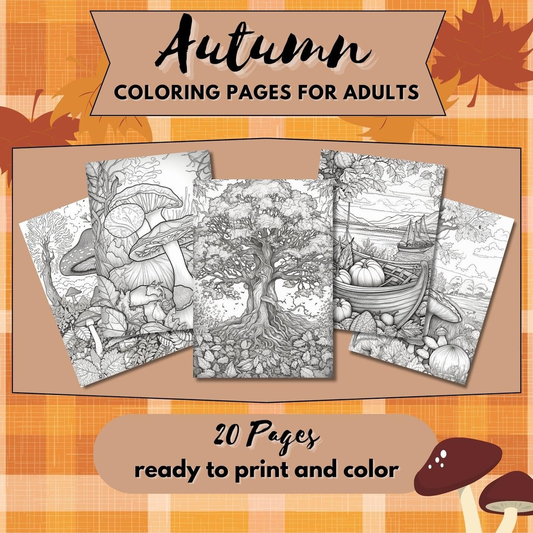 Cozy Autumn Coloring Pages Autumn Coloring Book Adult - Etsy