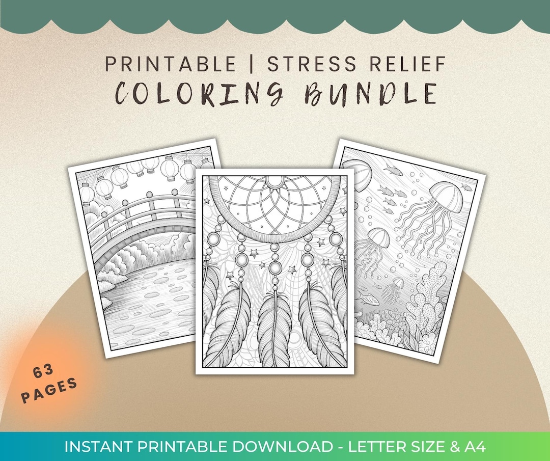 Stress Relief Coloring Book: 63 Pages to Relax and Unwind PDF for ...