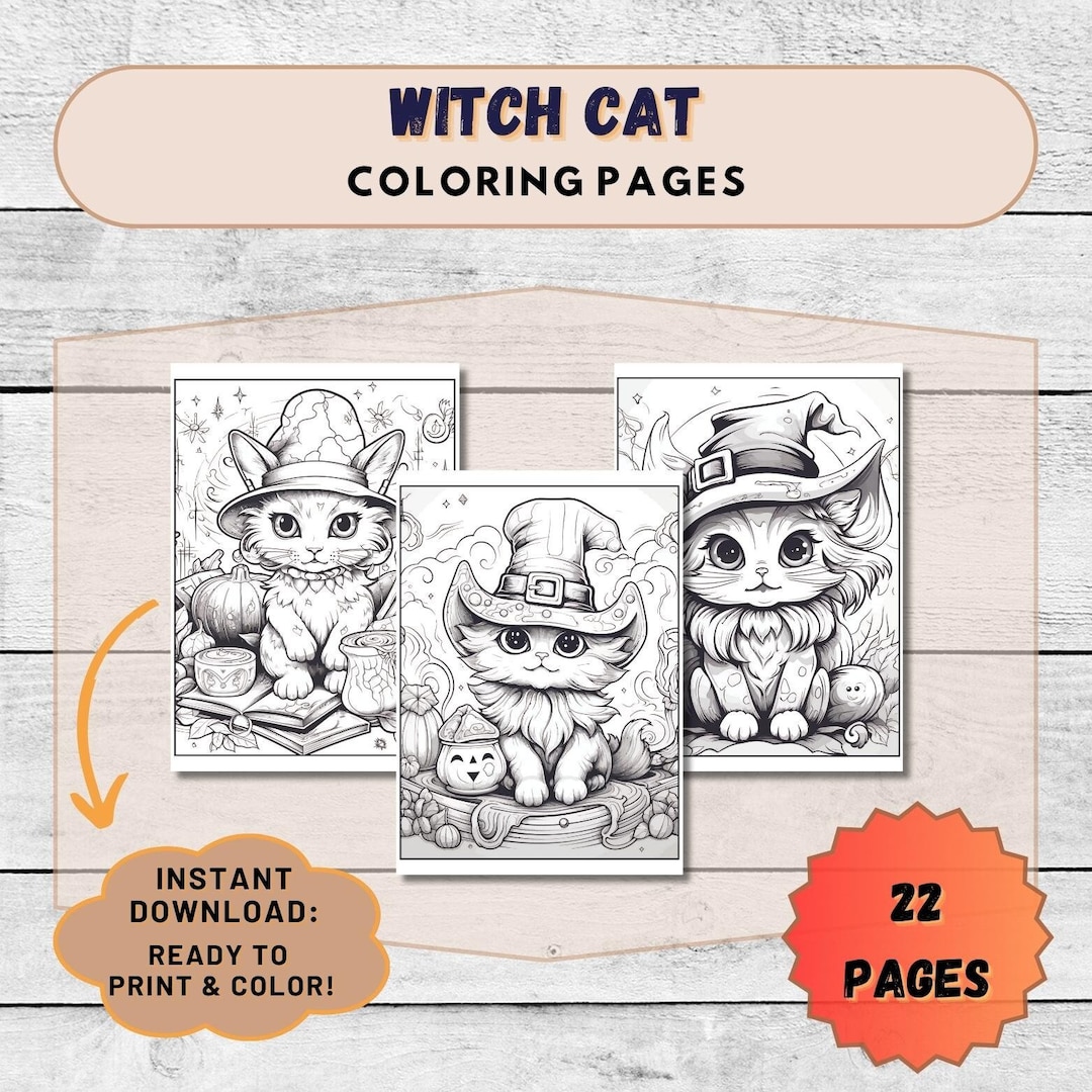 Cute Cat Coloring Pages Magical Cats Coloring Book Coloring - Etsy