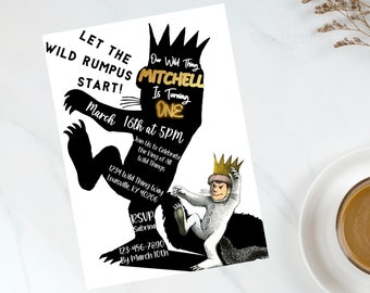 Where the Wild Things Are Birthday Invitation - Wild Rumpus - Kids Birthday Invite - Editable Instant Download B-Day Invite for WTWTA Party