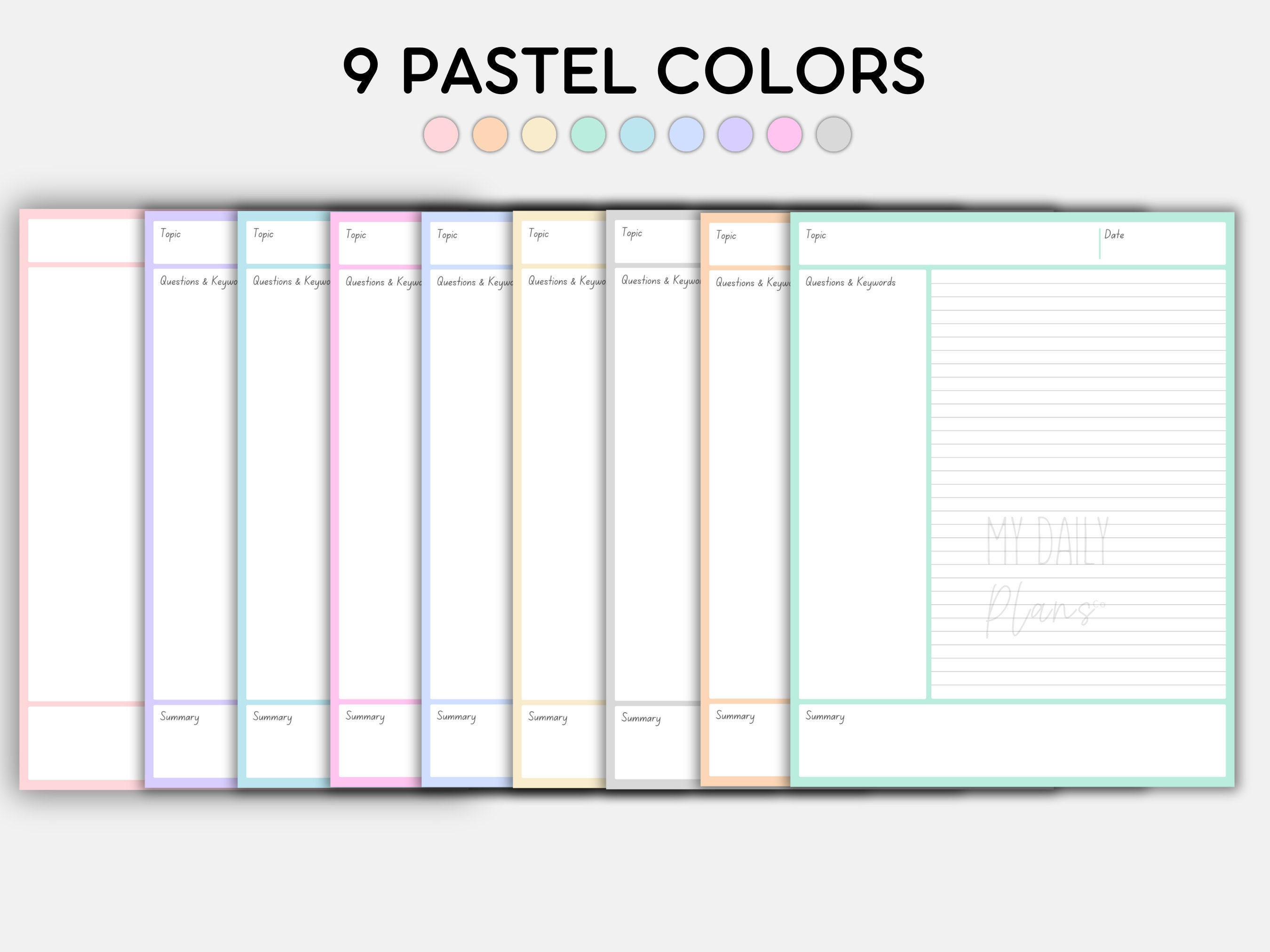Cornell Method Color Coding Color Guide Lecture Notes Pastel Colors, Cornell Method, Student Notes, A4 & US ...