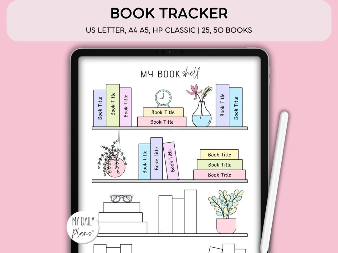 Bookshelf Reading Tracker Printable: Book Log Challenge (PDF Download ...