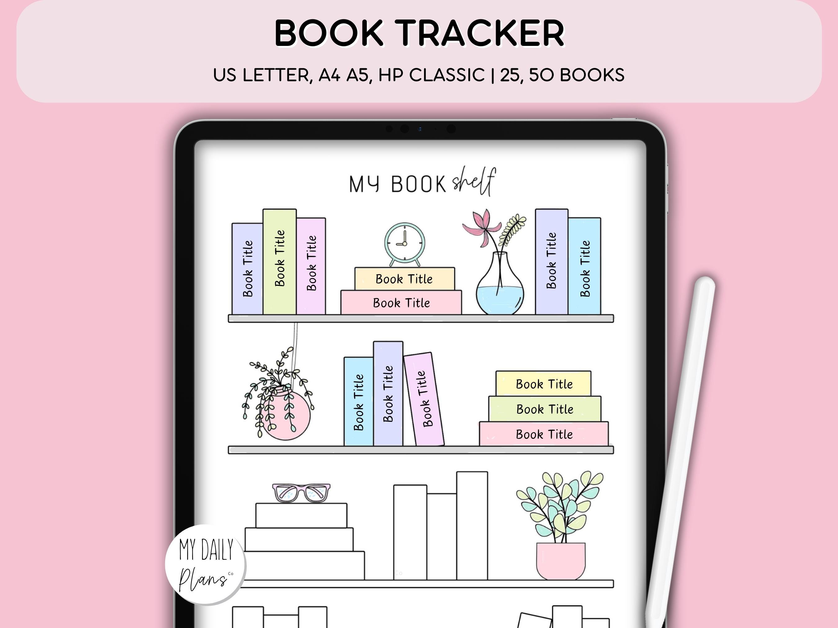 Bookshelf Reading Tracker Printable: Reading Log Challenge (PDF Download A4/A5/US Letter/HP Classic)