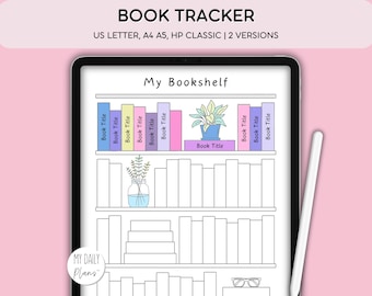 Bookshelf Reading Tracker Printable: 50 Book Challenge, Coloring Page (PDF Download A4/A5/Letter/HP Classic