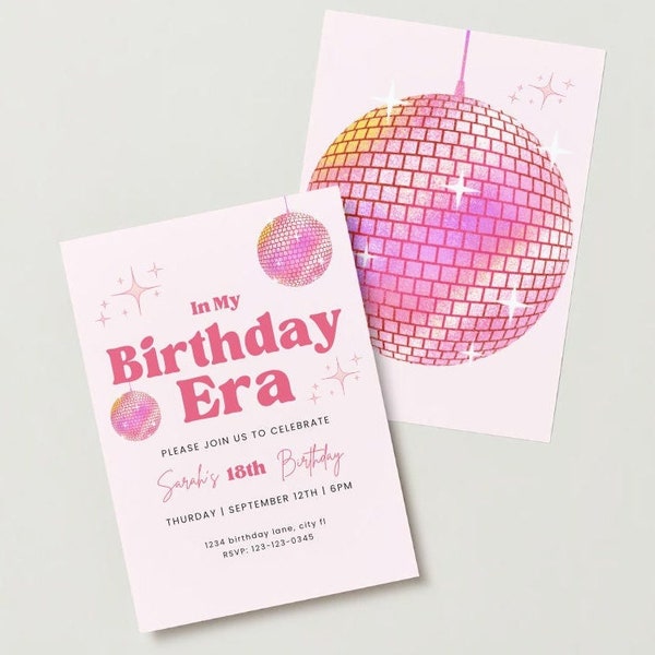 In My Birthday Era Invite Template- Printable Invites, Instant Download, Editable Birthday Card, End of an Era Invitation, Retro Disco