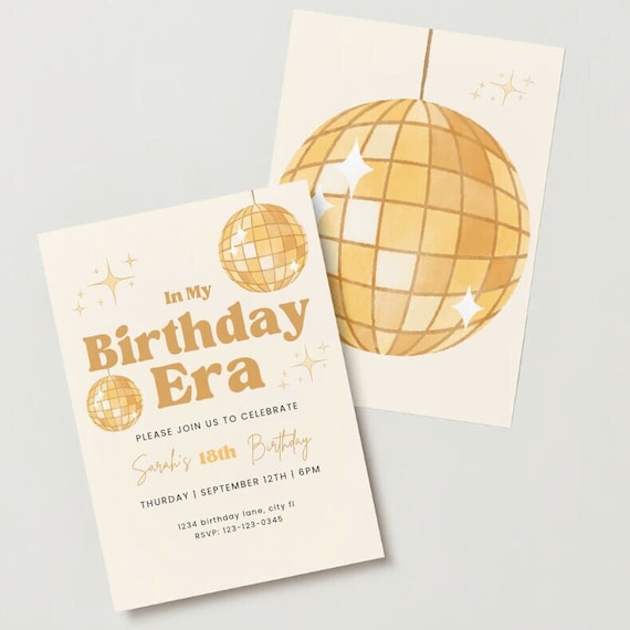 In My Birthday Era Invite Template- Printable Instant Download Editable Birthday Card Golden Year End of an Era Invitation Retro Disco