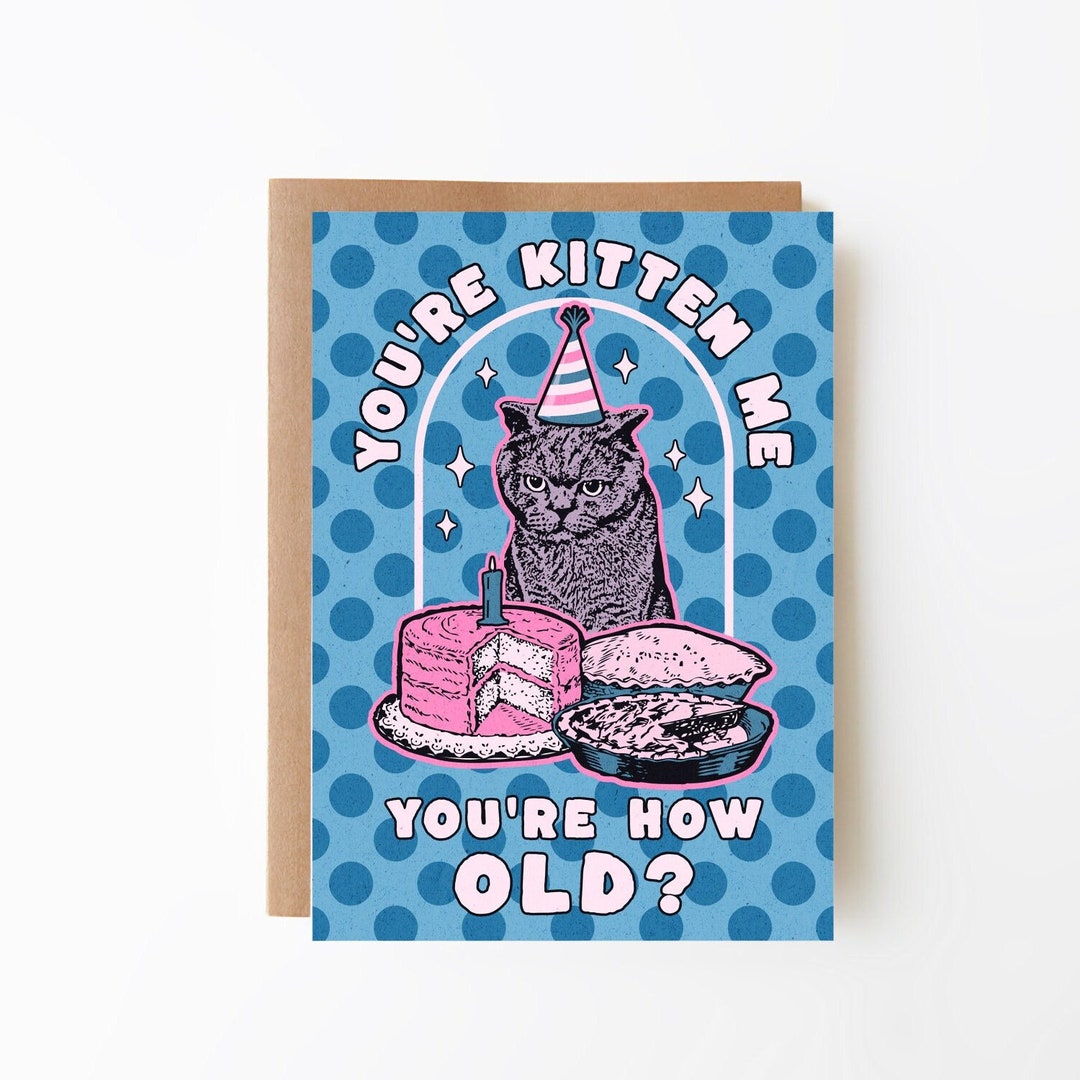 Funny Sarcastic Cat Birthday Card- Printable Instant Download PDF 80th ...