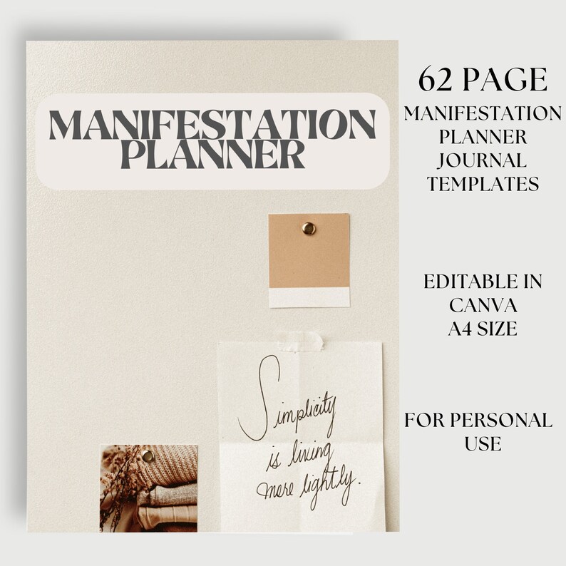 Editable Manifestation Planner Template Digital Daily Affirmations