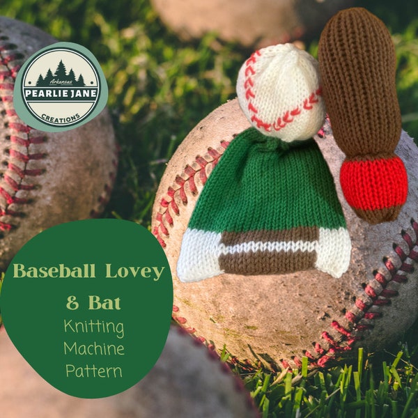 Baseball Lovey And Bat Digital Pattern Knitting Machine Download Pattern Stuffed Lovey Blanket Gift Pattern