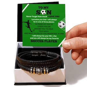 An meinen Sohn / Nummer Eins Fußballspieler / Geschenk von Mama / Geschenk von Papa / Personalisiertes Lederarmband