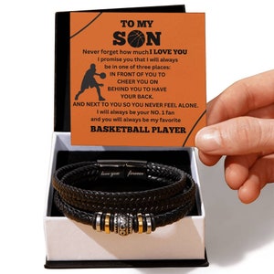 An meinen Sohn / Basketball-Spieler Nummer Eins / Geschenk von Mama / Geschenk von Papa / Personalisiertes Lederarmband