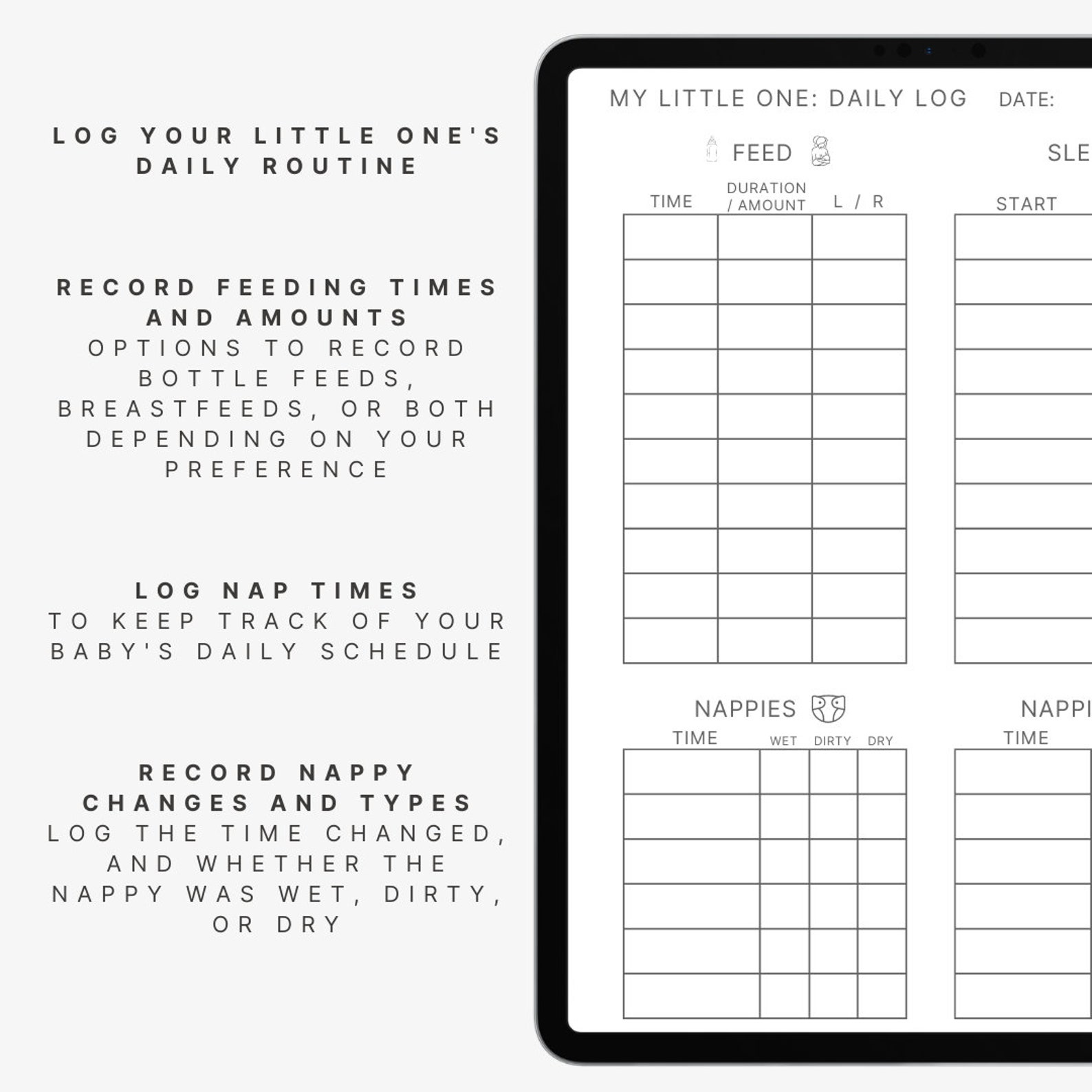 Digital Daily Baby Log, Feeding Breastfeeding Schedule, Baby Routine ...