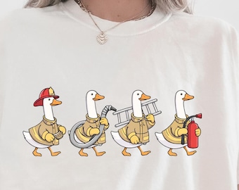 Clipart Oie Pompier | Illustration amusante des pompiers (téléchargement numérique)