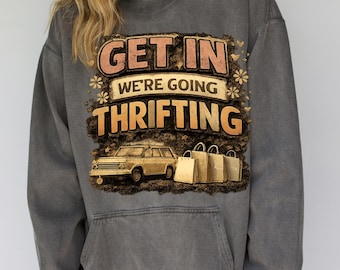 Retro Thrifting PNG | Vintage Car, Shopping Bags (Digital Download)