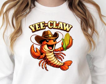 Yee Claw Crawfish Cowboy PNG / Gráfico divertido para camiseta cajún (descarga digital)