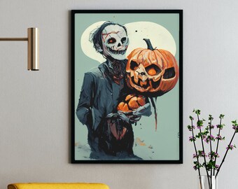 Pumpkin Art, Halloween Decor, Halloween Printable Wall Art, Halloween Poster, Pumpkin Wall Art, Digital Print, Pumpkin Wall Decor, Gothic