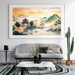 Chinese Vintage Art Print, Chinese Art, Retro Art, Chinese Print, Landscape Art, Forest Art, Asian Decor, Japanese Art Print, Oriental Art