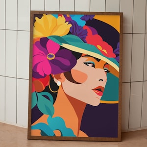 Colorful Woman Silhouette Art Print | Floral Portrait Wall Art | Modern Abstract Printable | Digital Download | Minimal Art | Home Decor