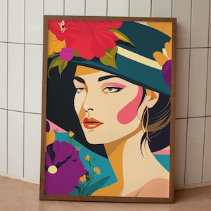 Colorful Woman Silhouette Art Print | Floral Portrait Wall Art | Modern Abstract Printable | Digital Download | Minimal Art | Home Decor