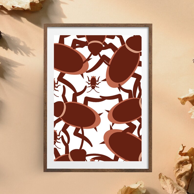 Cockroach Print Creepy Cockroach Poster, Printable Halloween Wall Art, Horror Insect ...