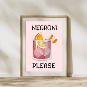 Negroni Print Cocktail Wall Art Kitchen Print Bar Cart Decor Alcohol Prints Cocktail Bar Cart Wall Art Cocktail Print Retro Bar Wall Art