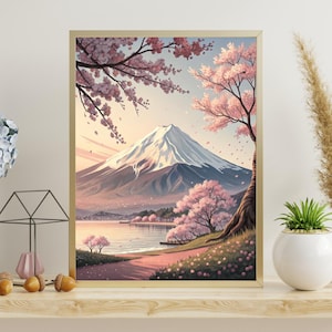 日本の壁アート 桜のプリント 桜の絵画 ギフト 自然 春 桜 室内装飾 日本の風景画 ピンク プリント
