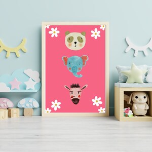 Cute Animal Print, Nursery Wall Art, Kids Baby Animal Poster, Jungle Nursery Decor, Boho Nursery Decor, Safari Nursery Decor, Safari Animals
