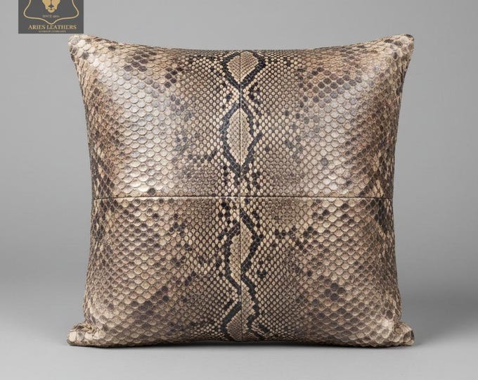 Python Print Leather Pillow Cover: Decorative Cushion