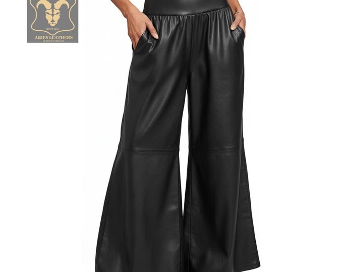 Women's Leather Plazzo Pants
