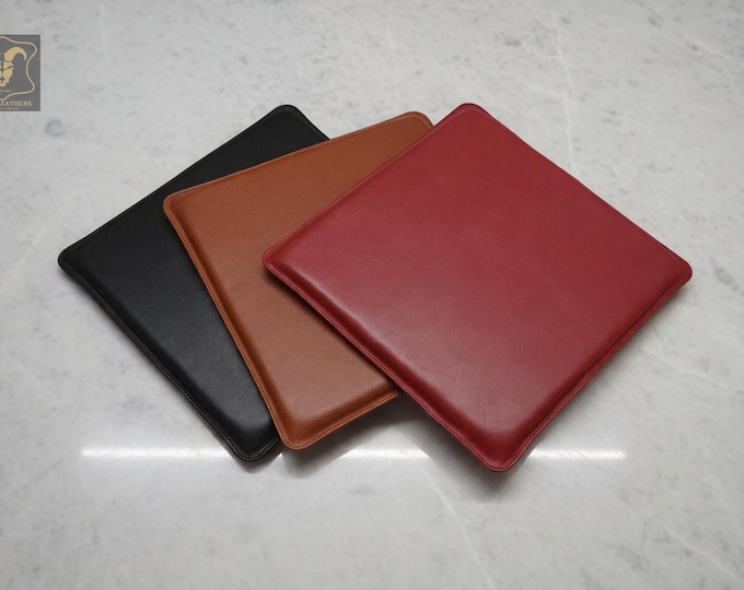 Square Lambskin Leather Chair Pad, Modern Bar Stool Cushion