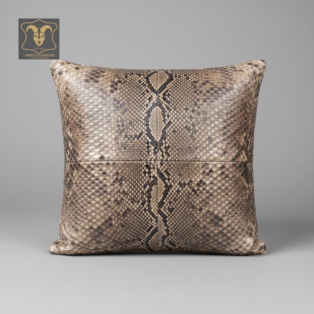 Python Print Leather Pillow Cover: Decorative Cushion - Etsy