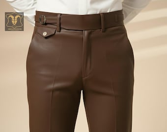 Genuine Leather Pants Vintage Handmade Leather Trouser Mens, Gift for Him