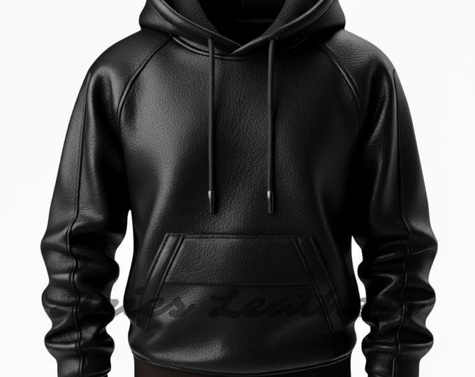 Handmade Black Lambskin Leather Hoodie: Men's Pullover Jacket